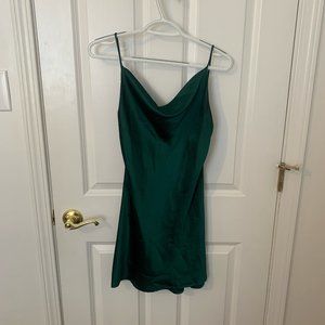 Dark Green Cowl Neck Slip Dress